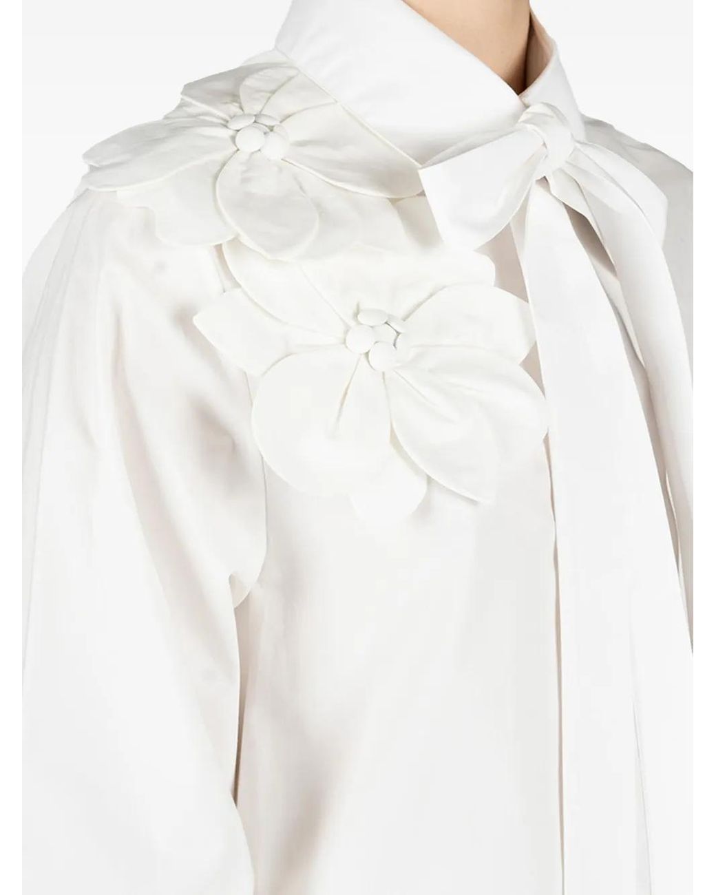 Elie Saab White Floral-Appliqué Shirt
