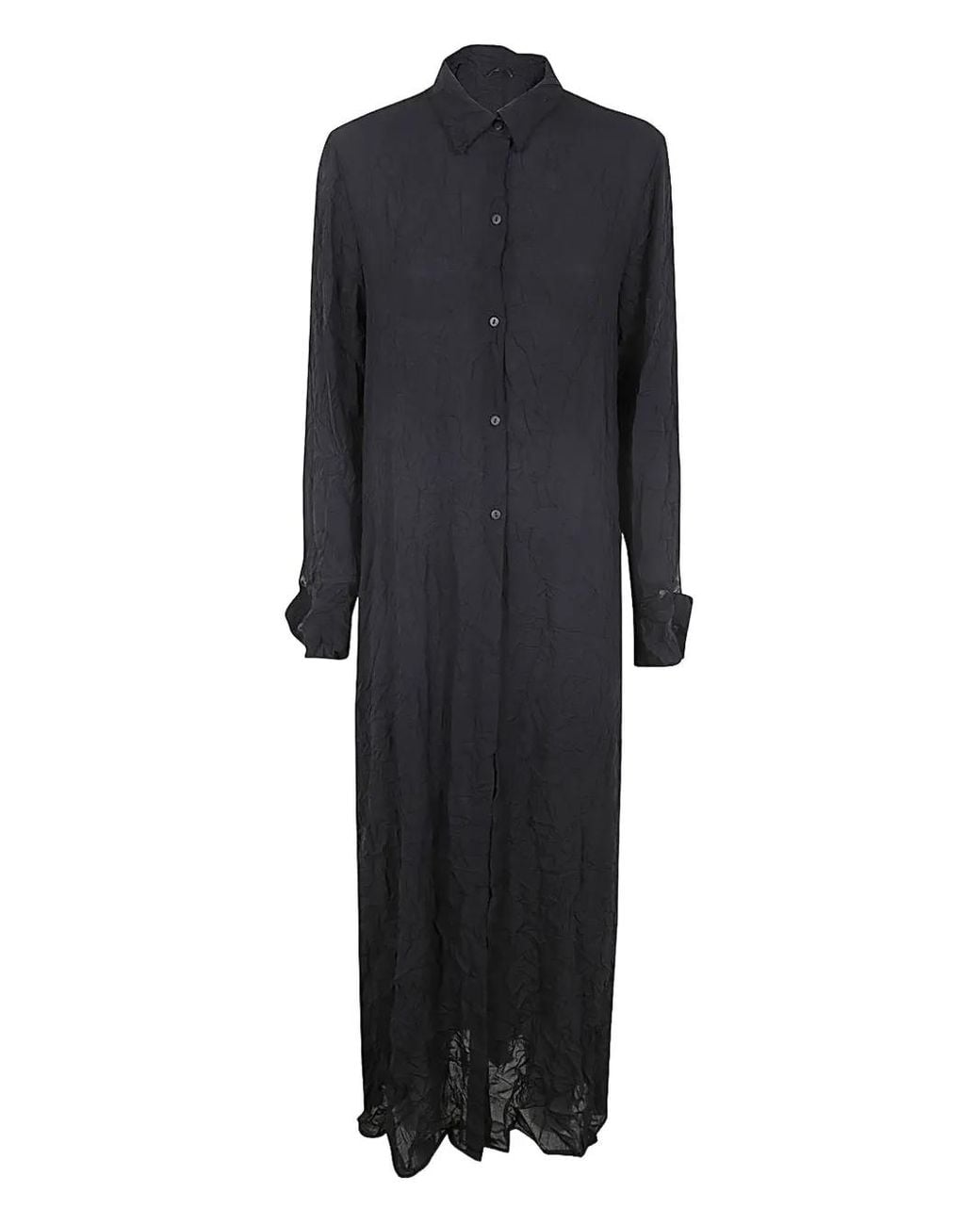 Maria Calderara Black Buttoned Shirt Dress