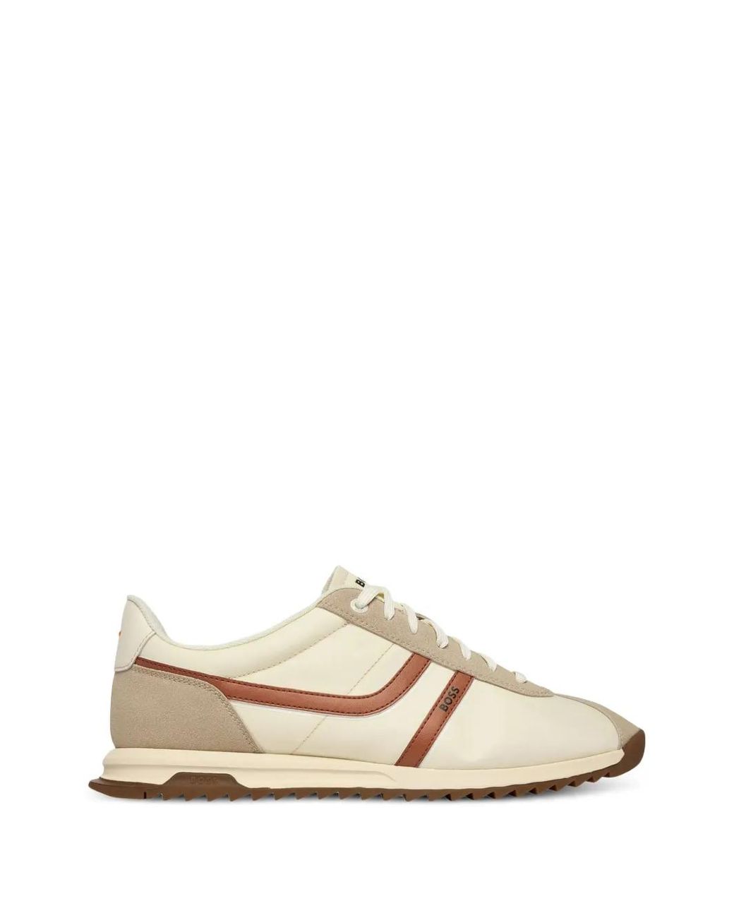 Boss White Logo Trainers With Faux Suede Trims for men