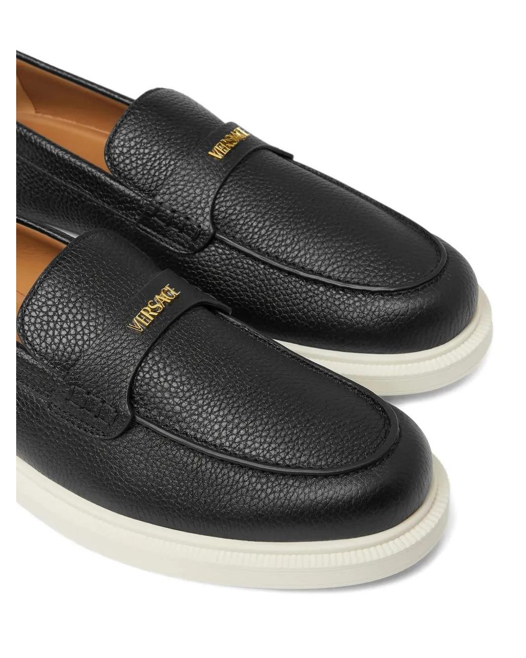 Mocasines con placa Medusa y puntera redonda Versace de hombre de color White