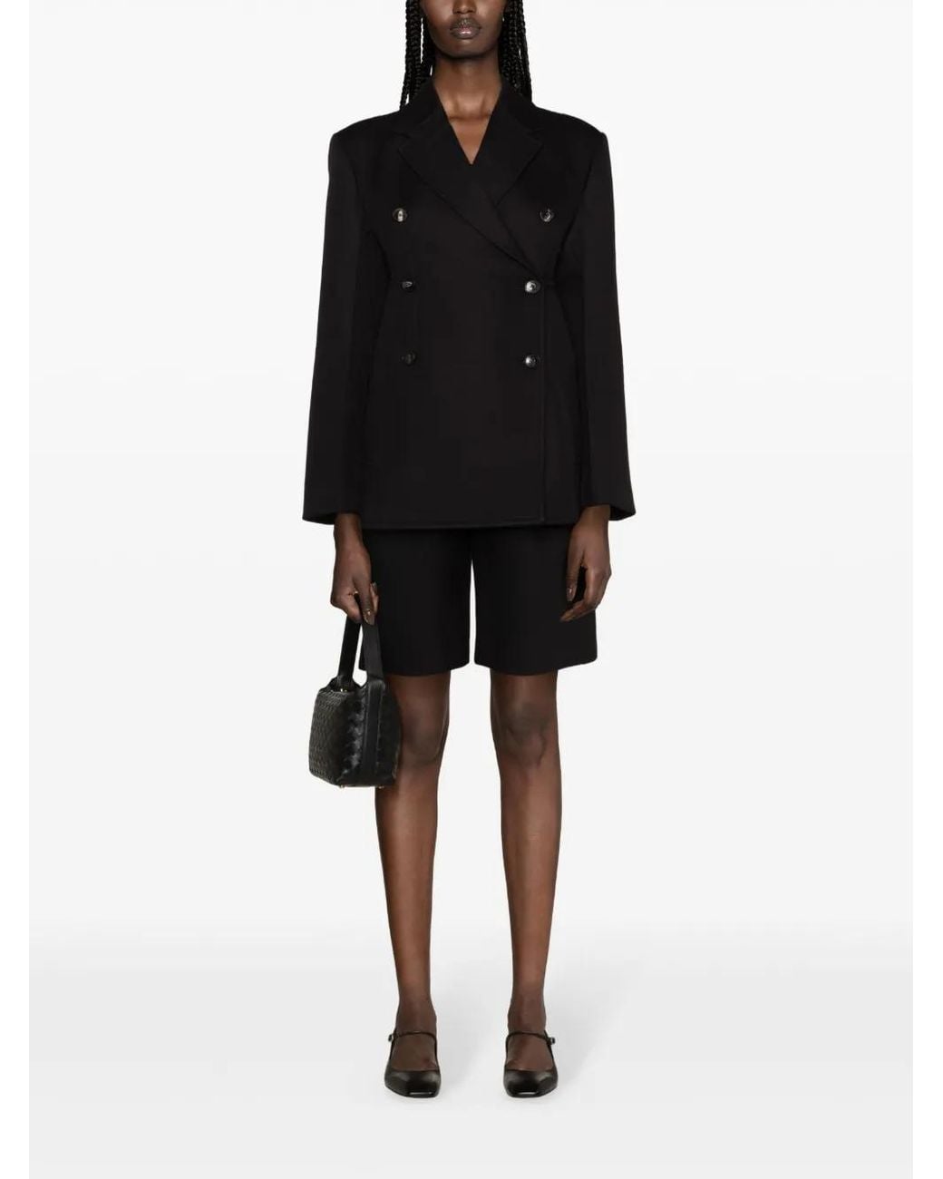 Co. Black Notched-Lapels Double-Breasted Blazer