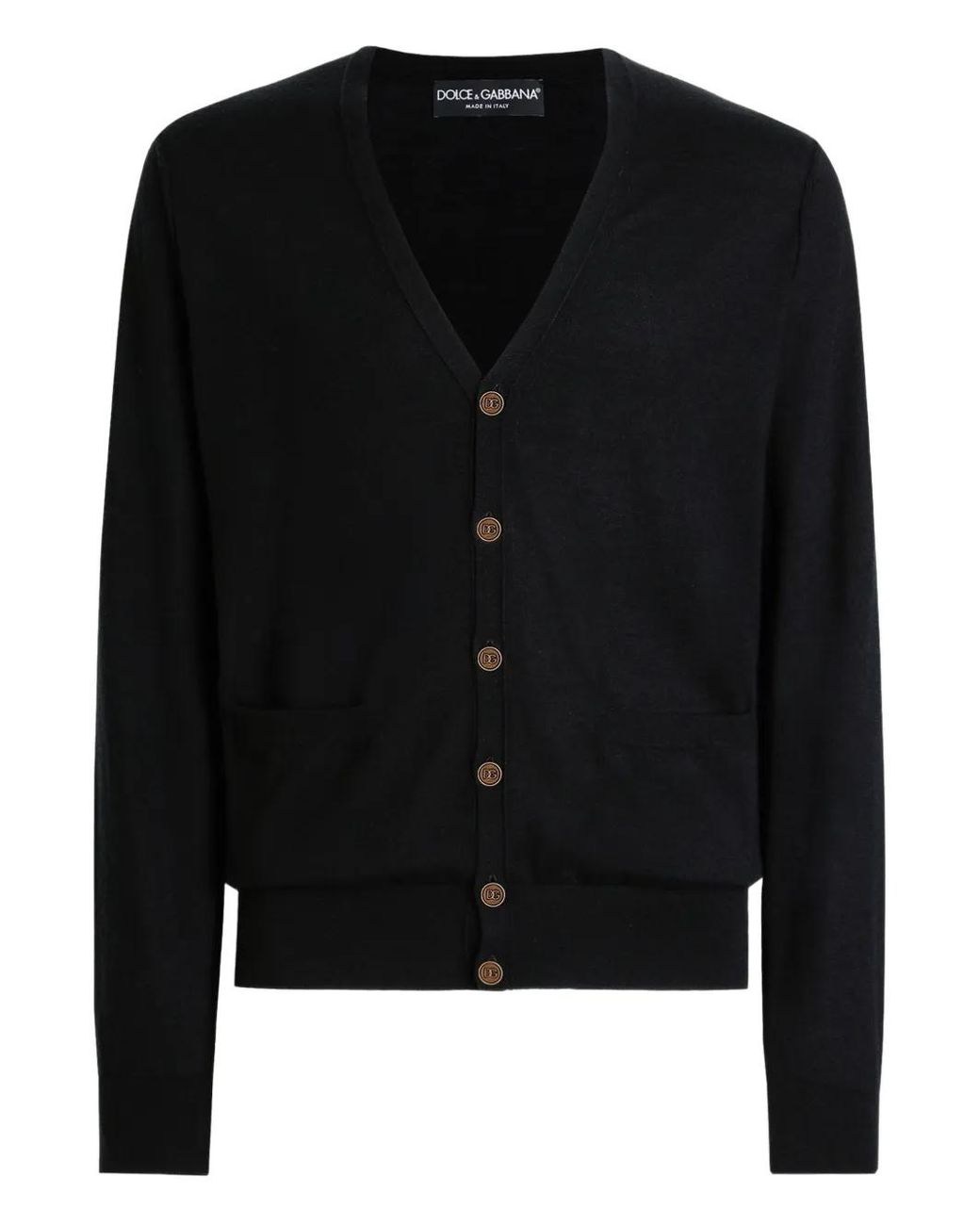 Dolce & Gabbana Black V-Neck Buttoned Cardigan for men
