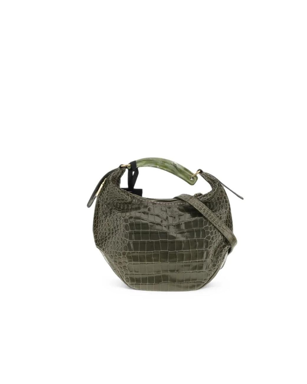 VISONA Green Bengala Crocodile-Effect Shoulder Bag