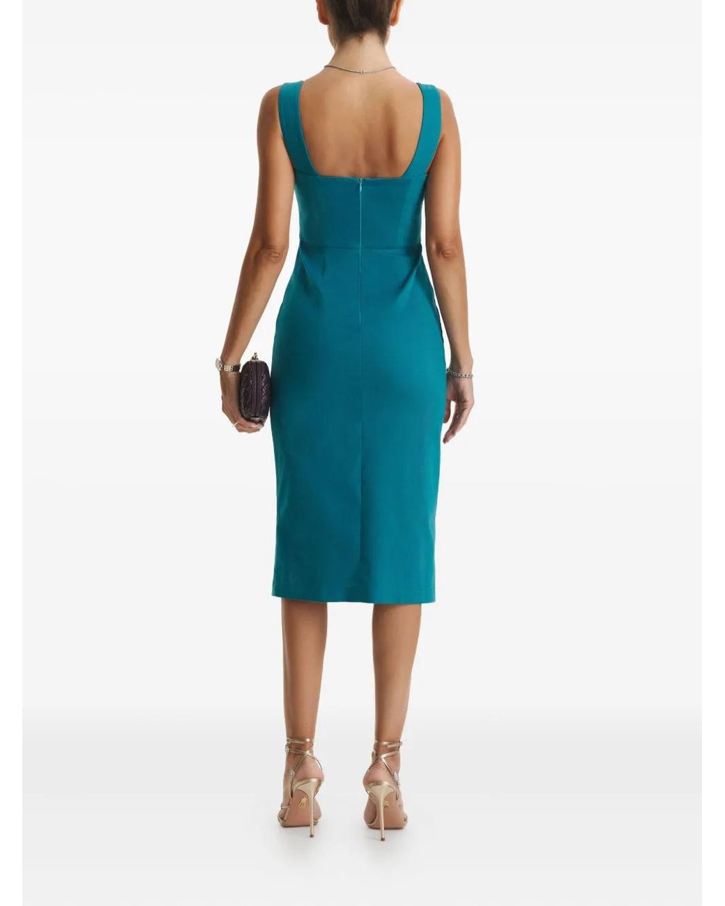 CuAnna Blue Susie Sweetheart-Neck Midi Dress