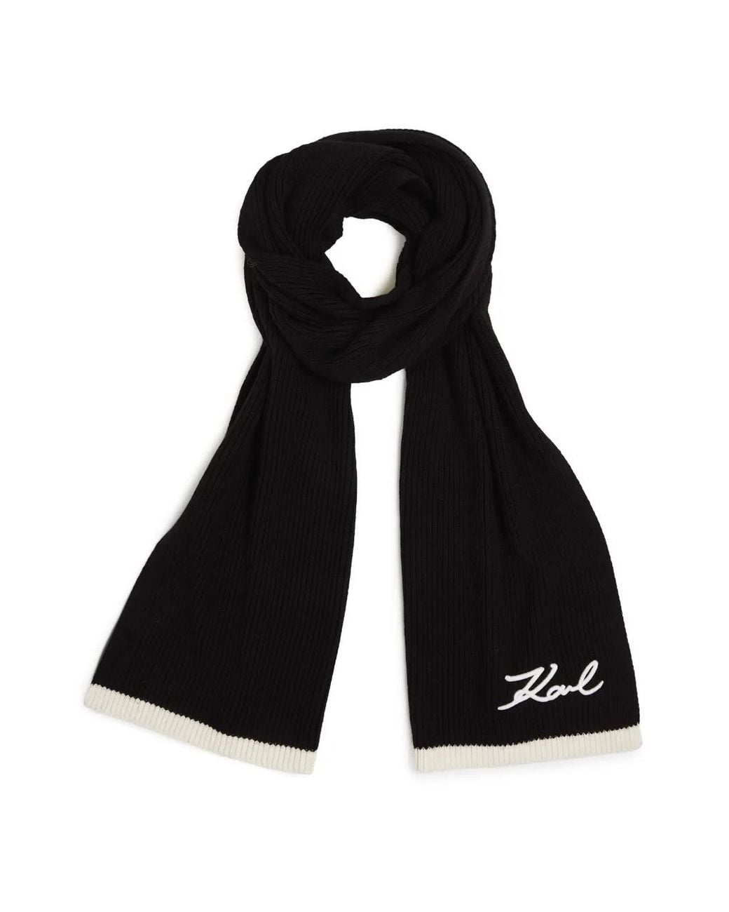 Karl Lagerfeld Black Signature Knitted Scarf