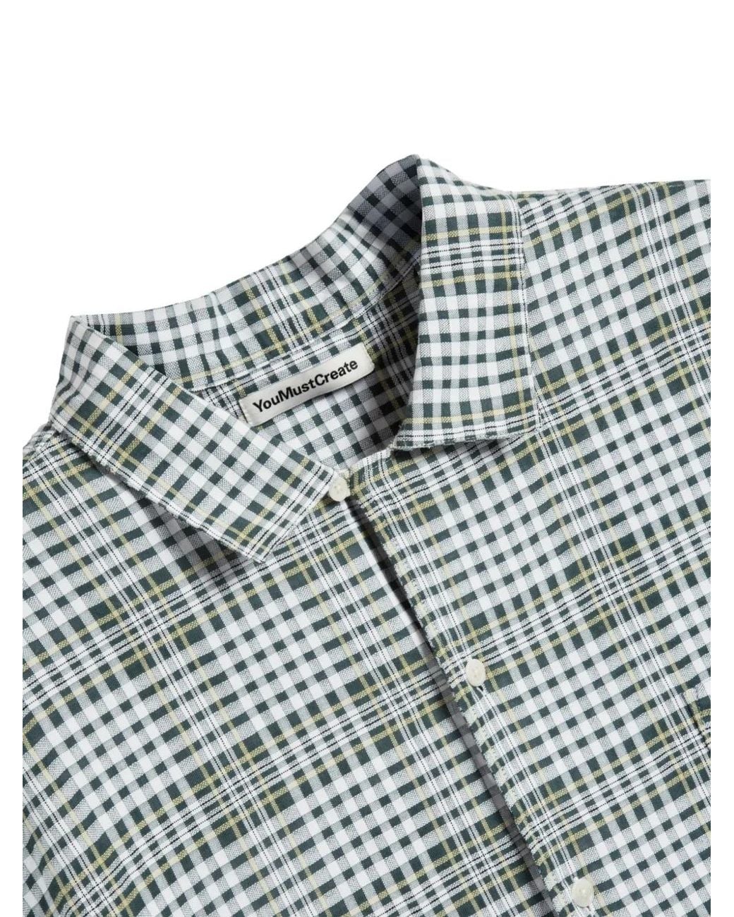 YMC Blue Malick Short-Sleeve Checked Shirt for men