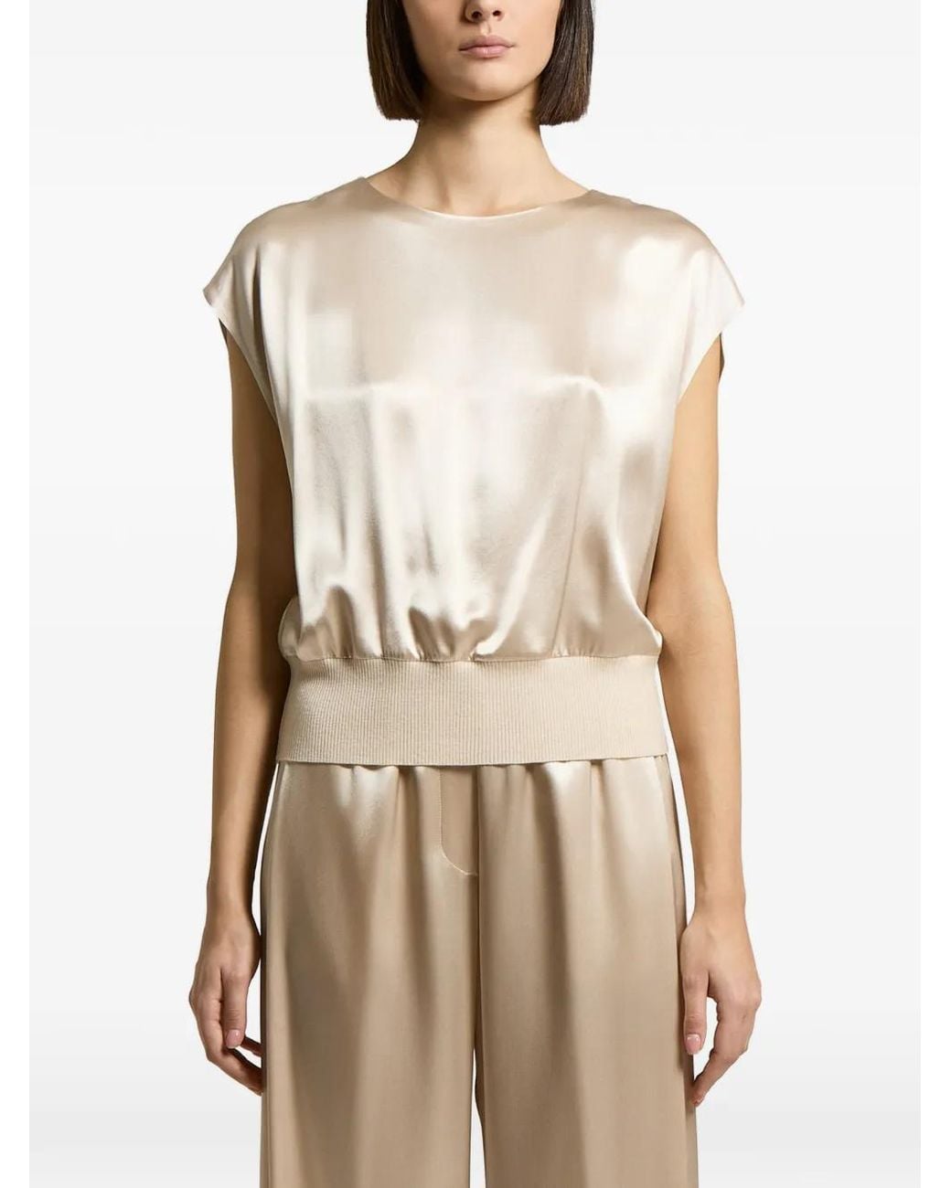 Peserico Natural Satin-Finish Blouse