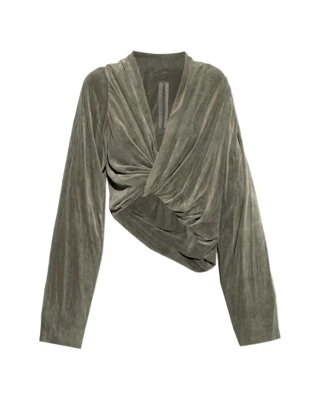 Rick Owens Green Knot-Detail Long-Sleeve Top