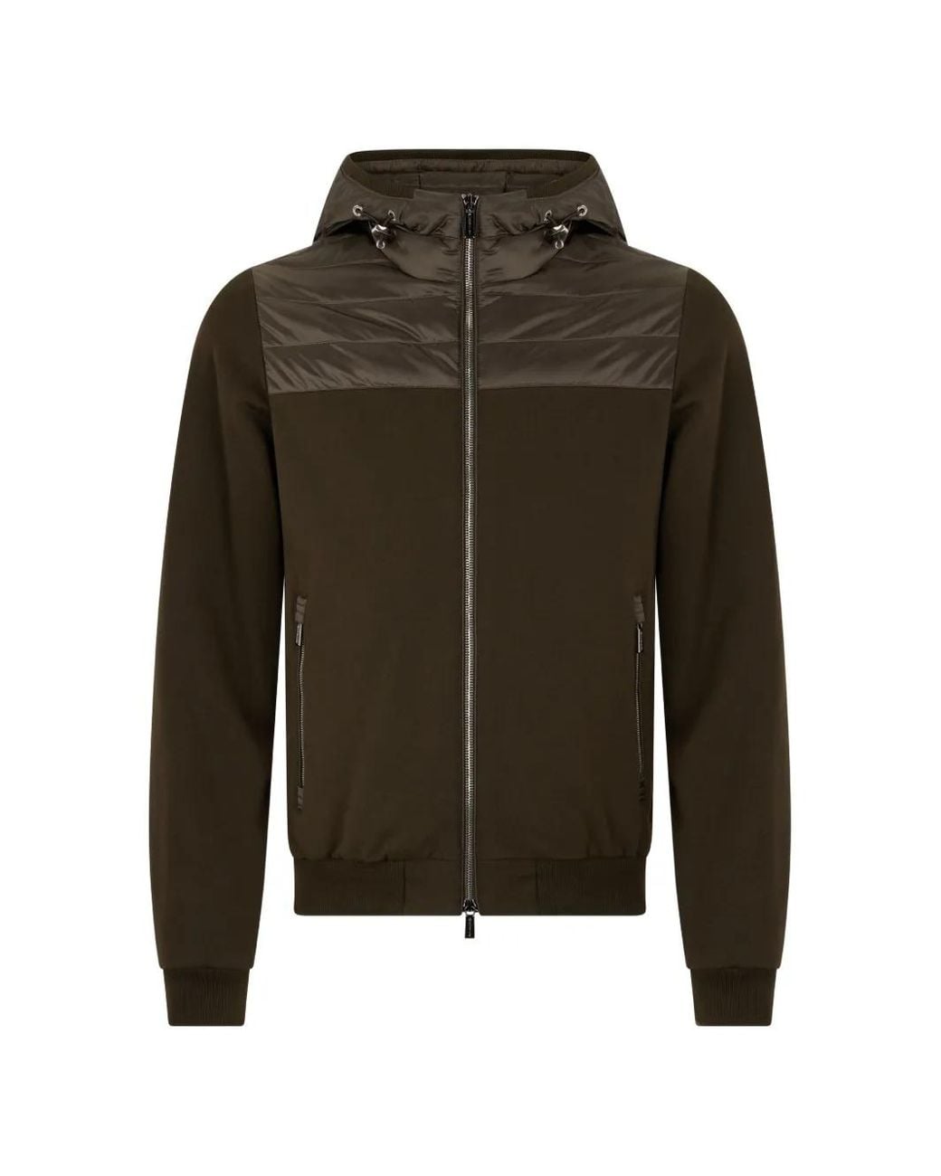 Moorer Green Hooded Zip Jacket for men