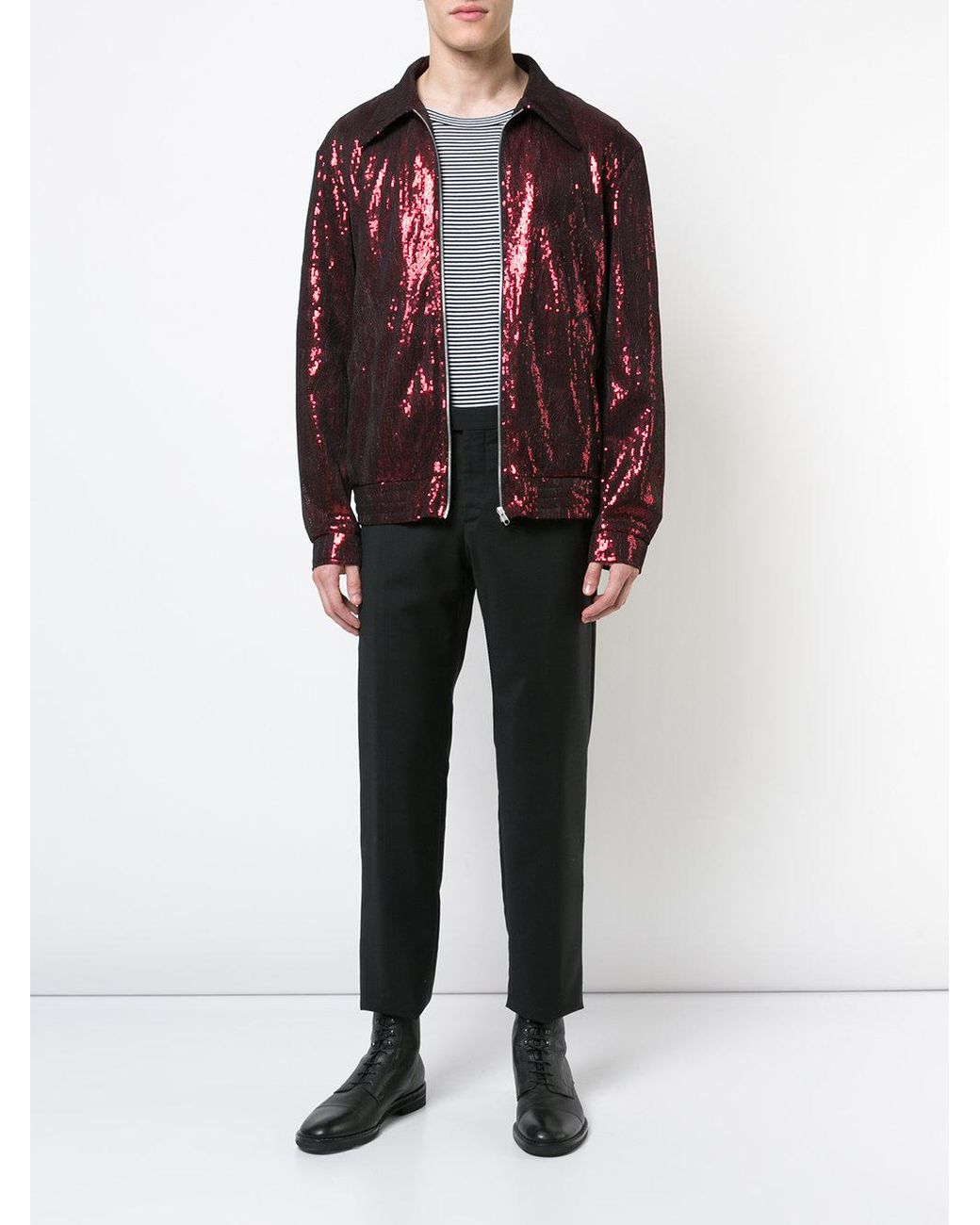 Maison Margiela Synthetic Zipped Bomber Jacket in Red for Men | Lyst