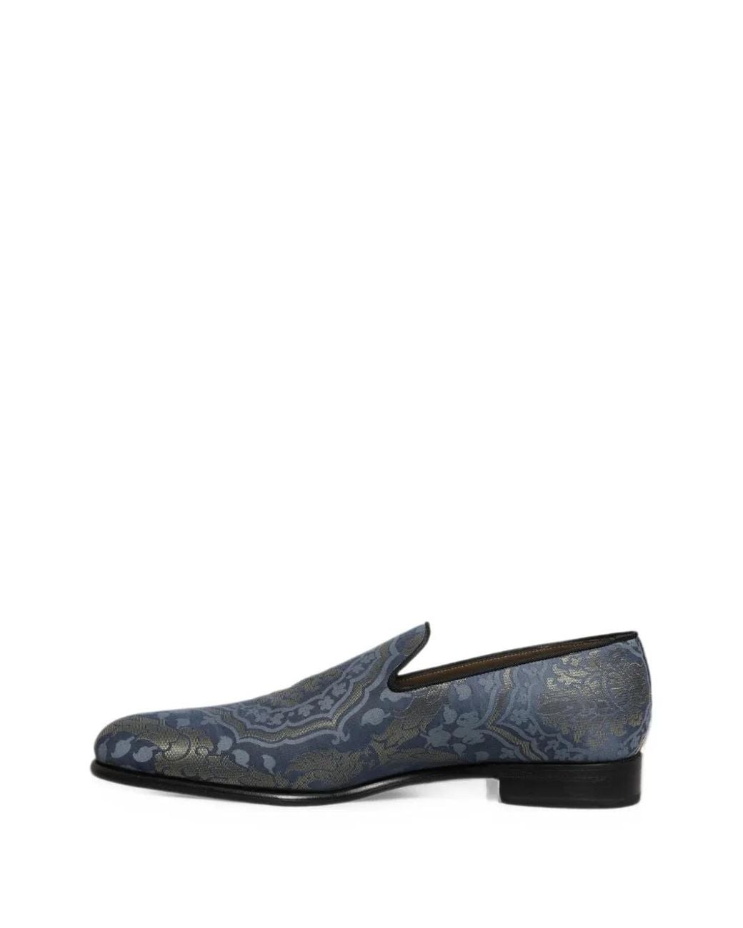Dolce & Gabbana Blue Floral-Brocade Slip-On Loafers for men