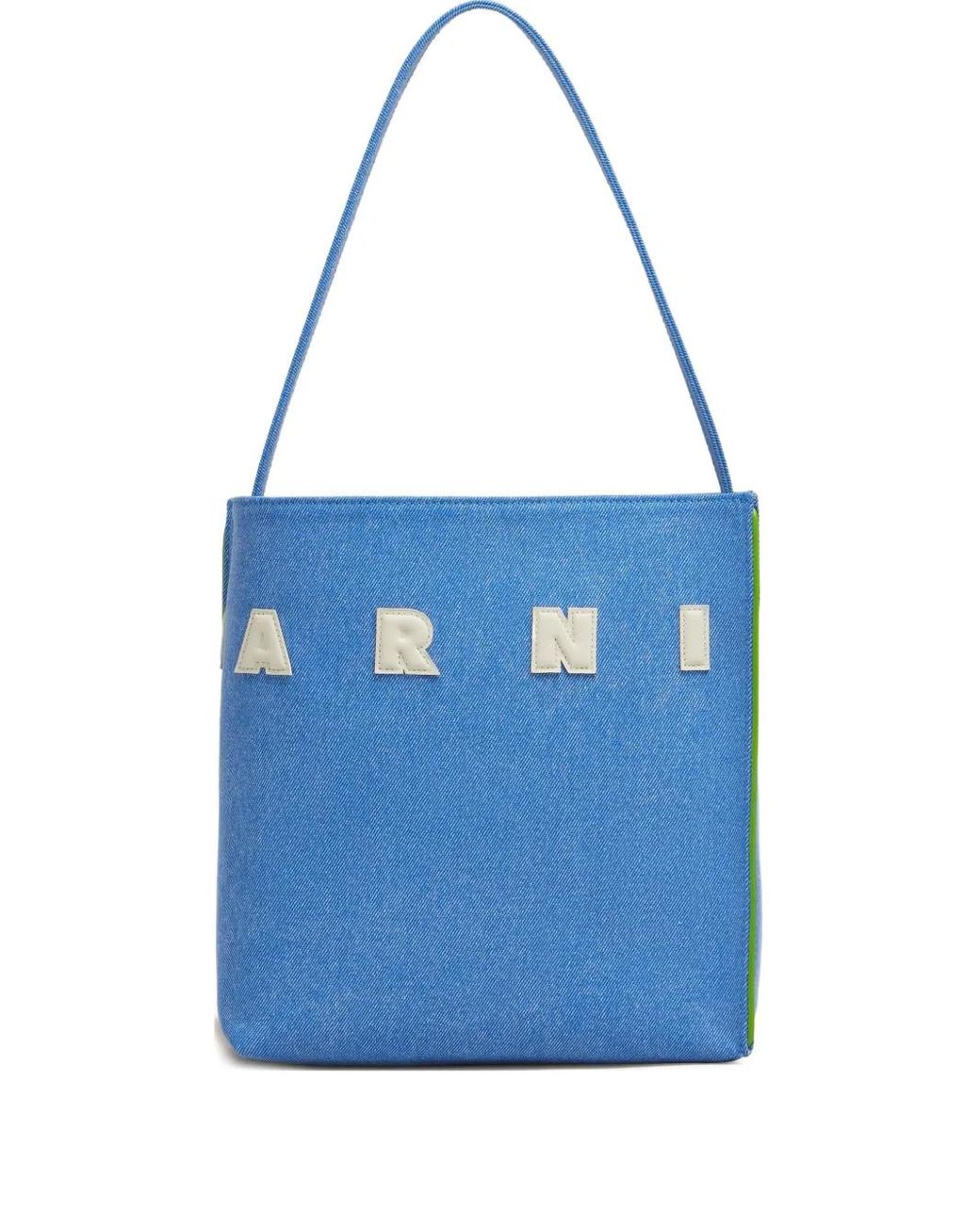 Marni Blue Museo Logo-Patch Tote Bag