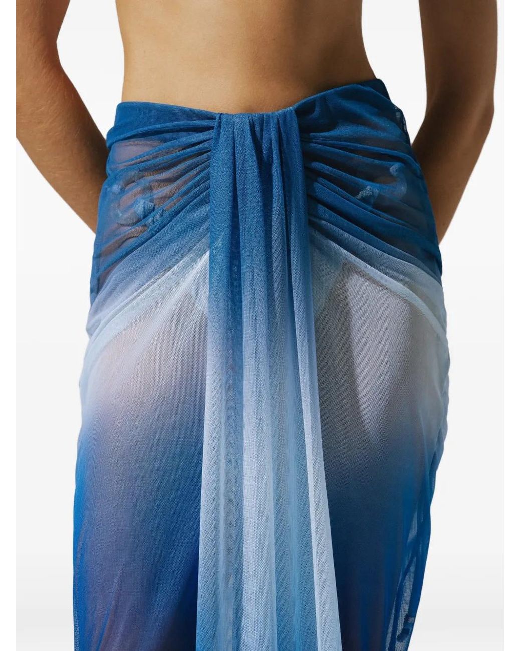 Baobab Blue Nia Mesh Draped Maxi Skirt