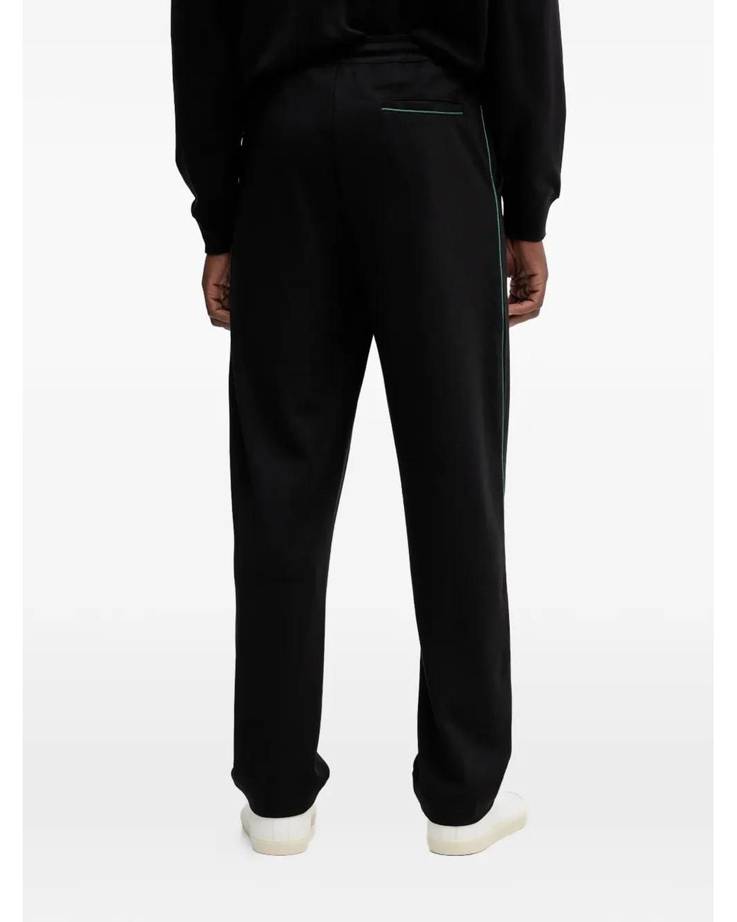 Guess Black Logo-Patch Drawstring Track Pants for men