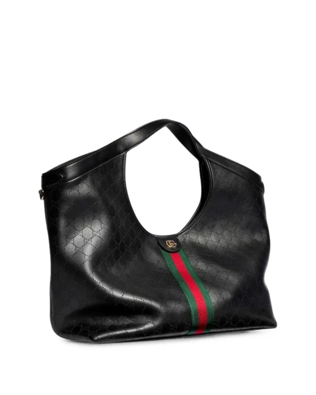 Gucci Black Large Giglio Perforated Tote Bag