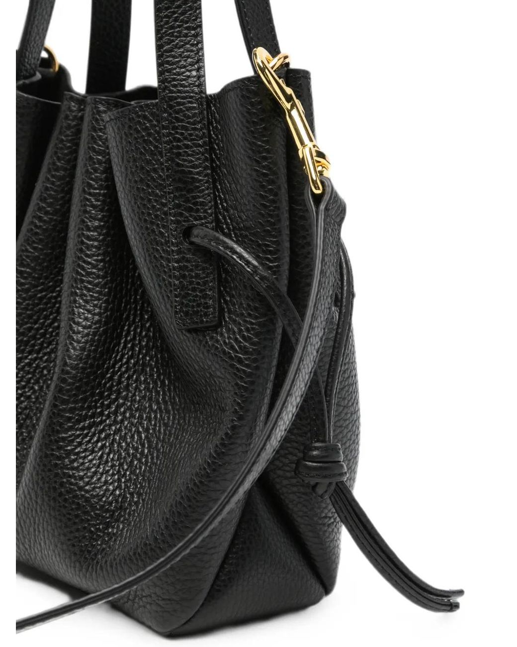 Yuzefi Black Mini Scallop Pebbled-Leather Tote Bag