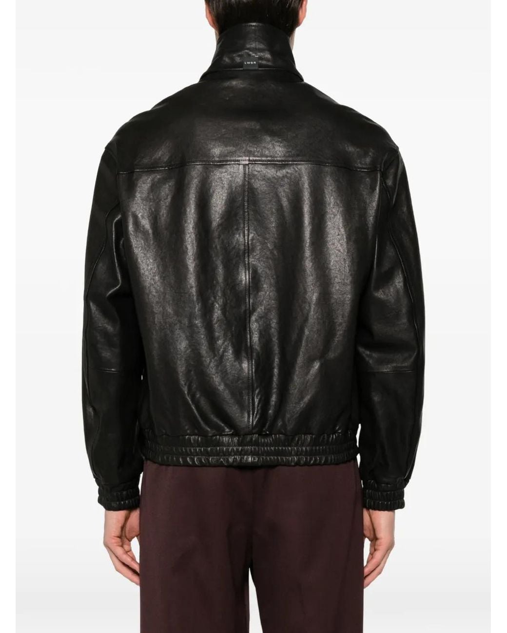 Low Brand Black Zip-Up Leather Jacket for men