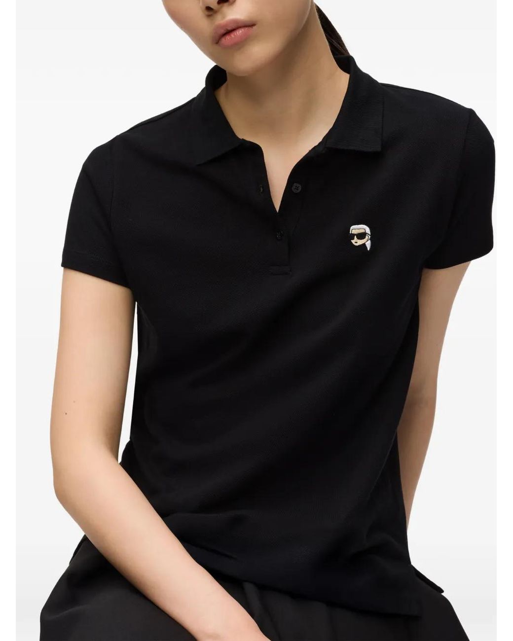 Karl Lagerfeld Black Ikon Polo Top