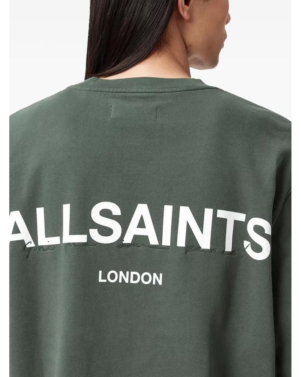 AllSaints Green Halcyon Logo Crew-Neck Sweatshirt for men