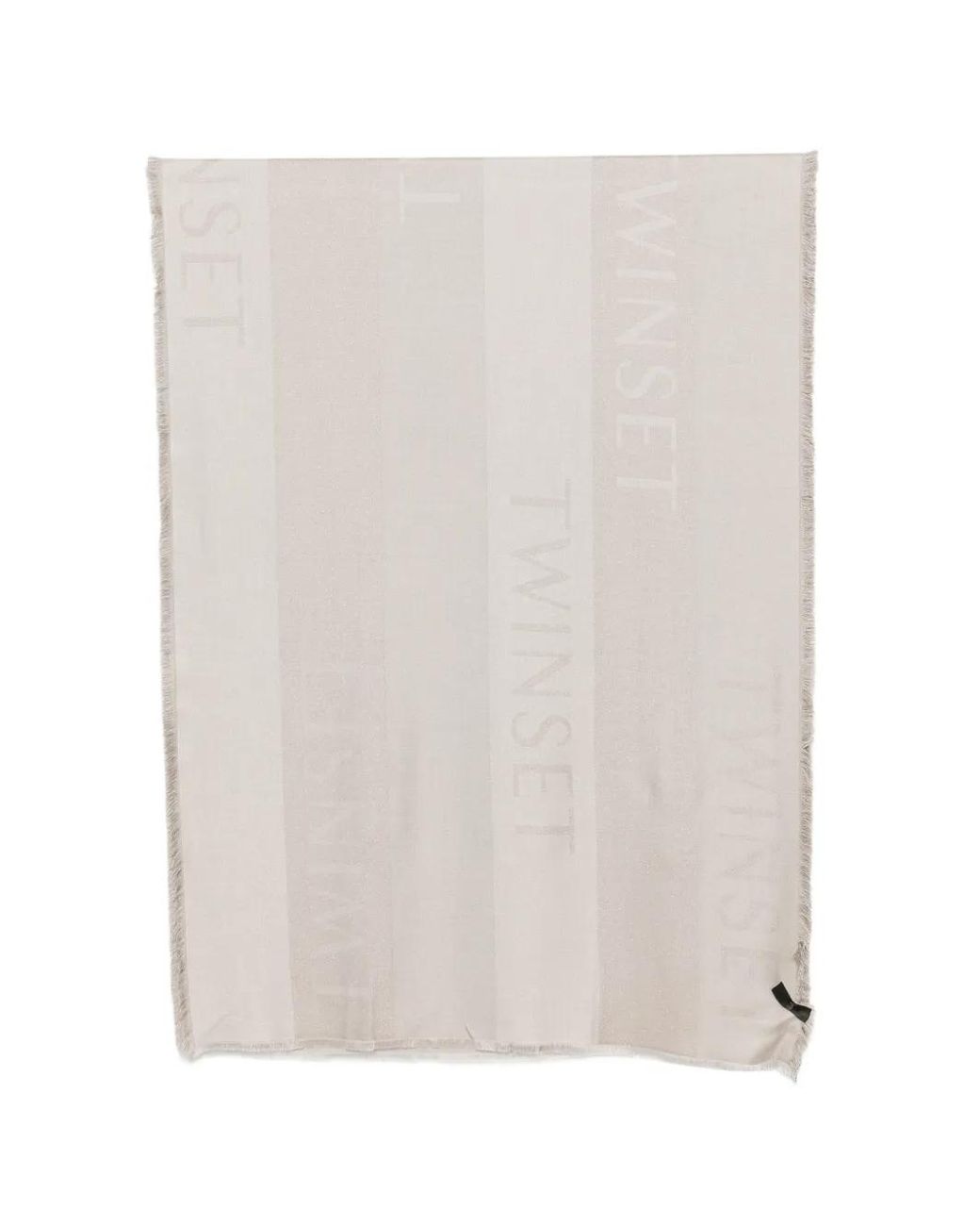 Twinset White Jacquard Stole With Logo