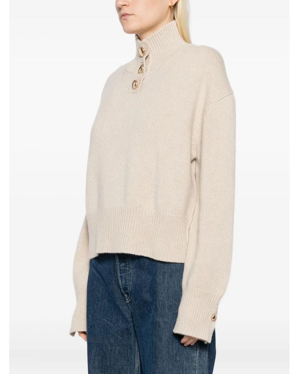 Brandon Maxwell Natural Henley Sweater