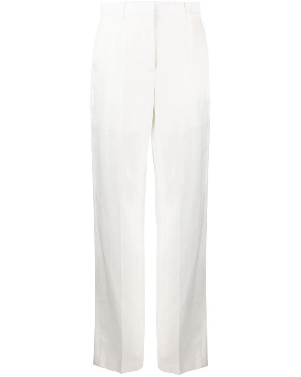 Krizia White High-Waist Straight-Leg Trousers