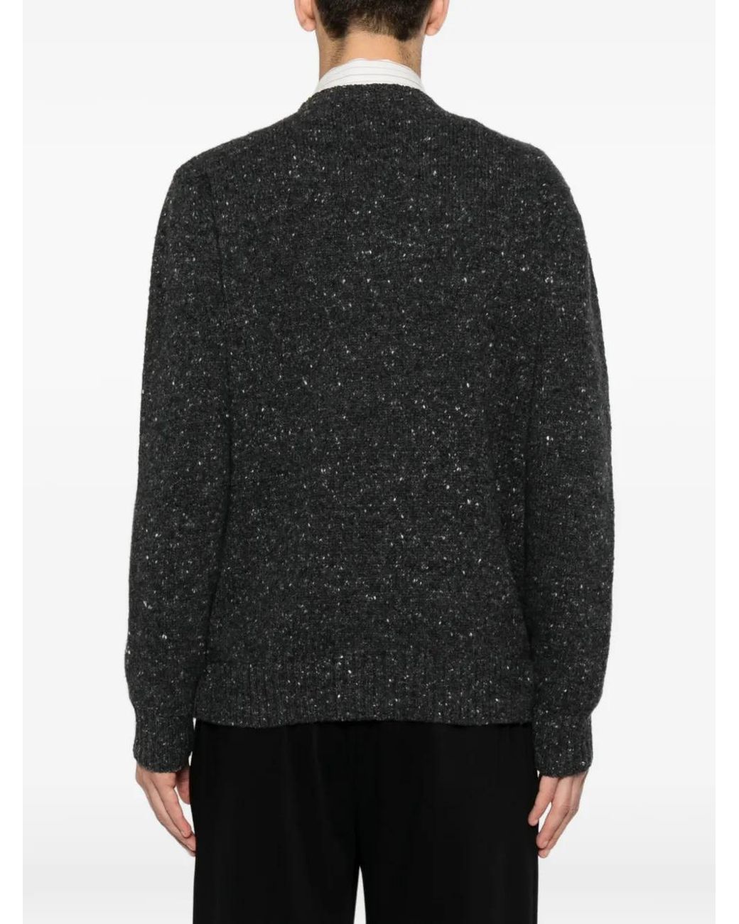 Eleventy Black Long-Sleeve Crew Neck Sweater for men