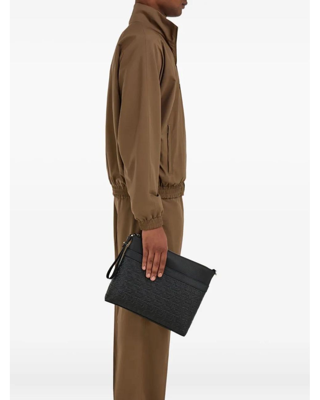 Ferragamo Black Gancini Messenger Bag for men