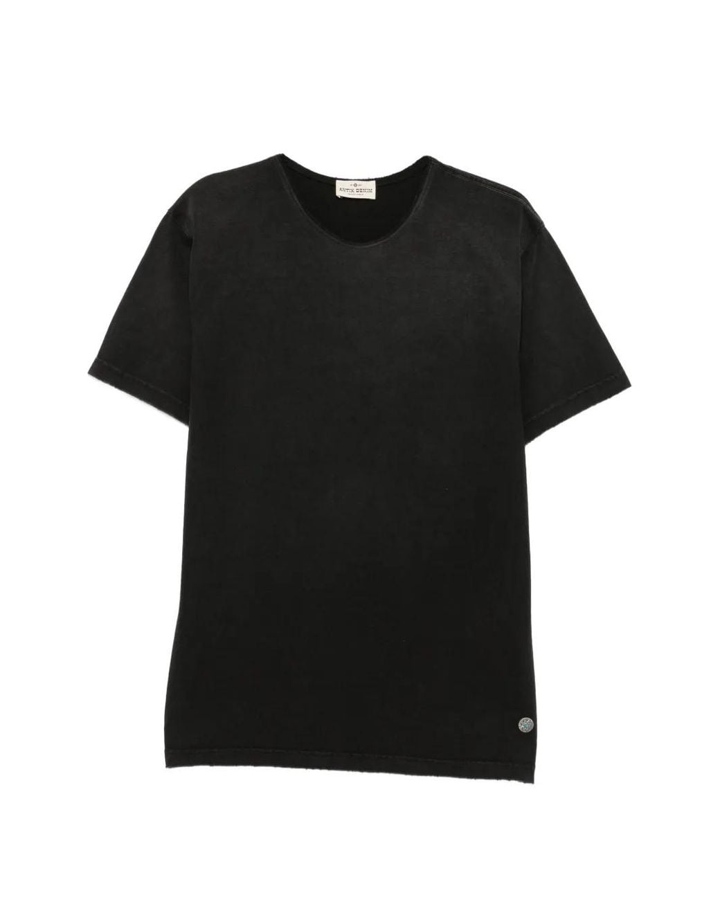 Antik Denim Black Faded-Effect Logo-Plaque T-Shirt for men