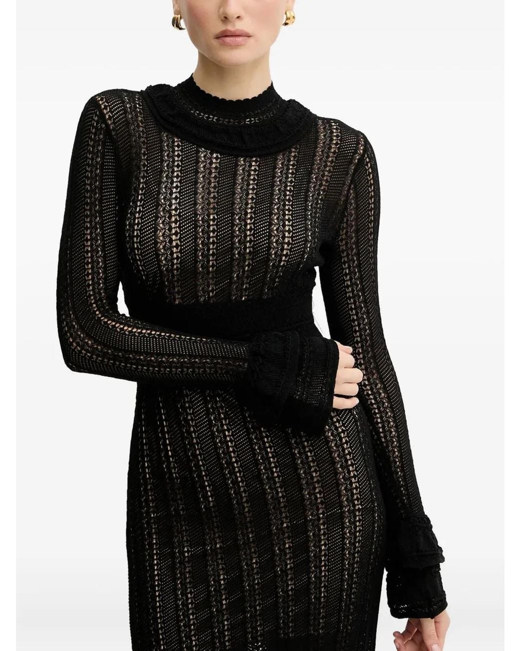 Twinset Black Ruffled Knitted Maxi Dress