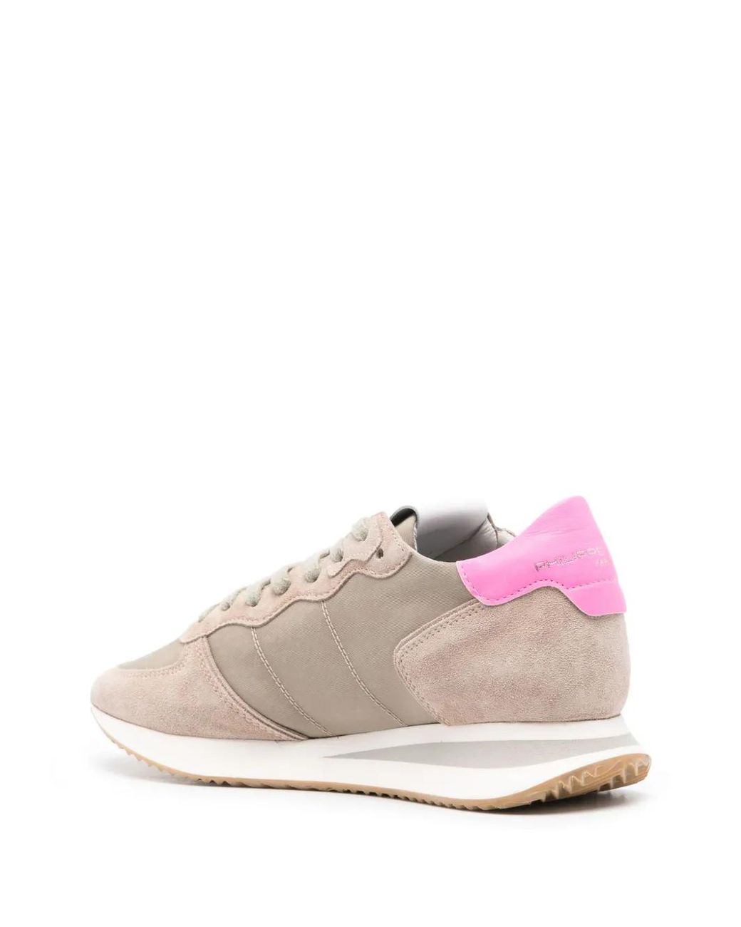Philippe Model Pink Panelled Suede Leather Lace-Up Sneakers