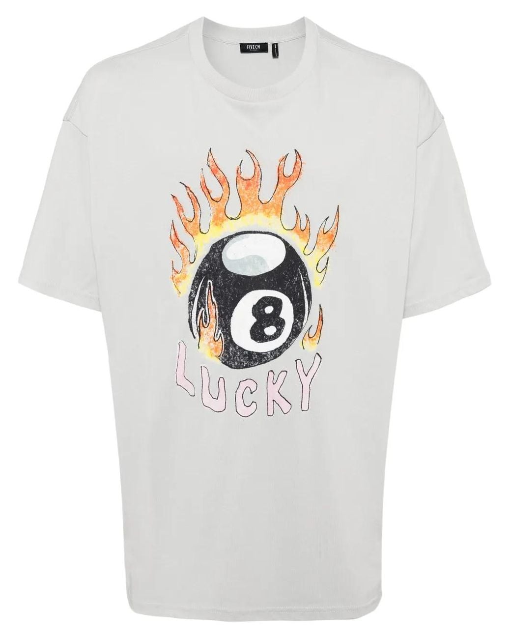 FIVE CM Gray Graphic-Print Cotton T-Shirt for men