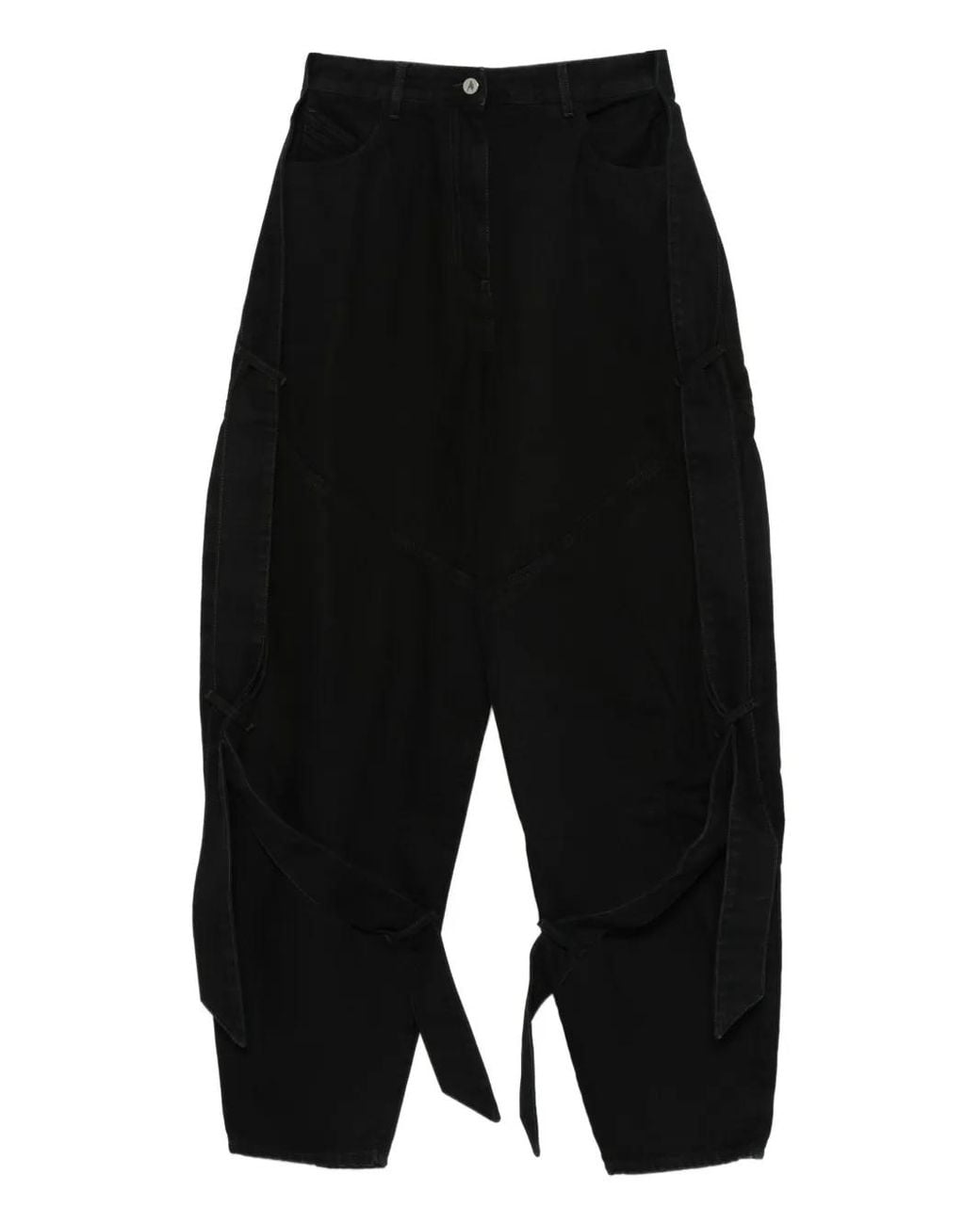 The Attico Black Voluminous Jeans With Unique Ties