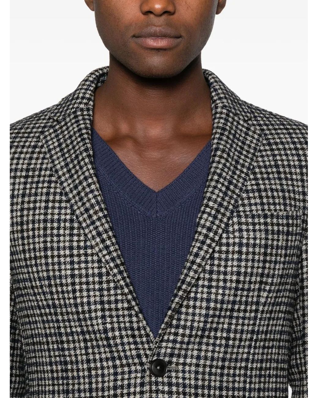 Zegna Gray Checked Two-Pocket Blazer for men