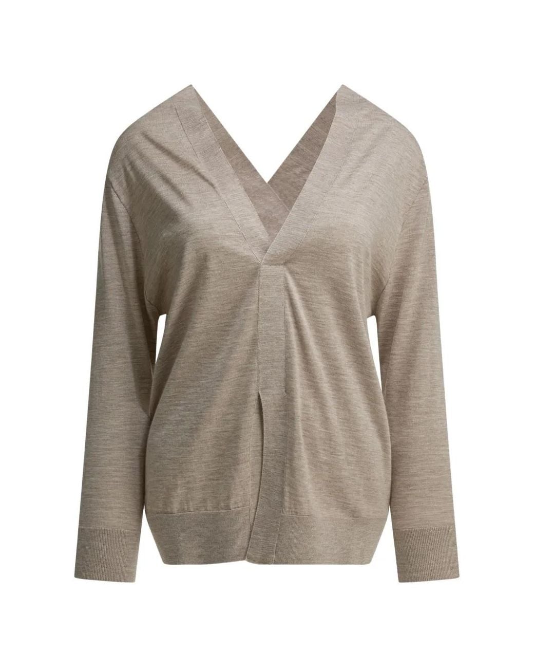 Sa Su Phi Brown V-Neck Cashmere-Blend Sweater