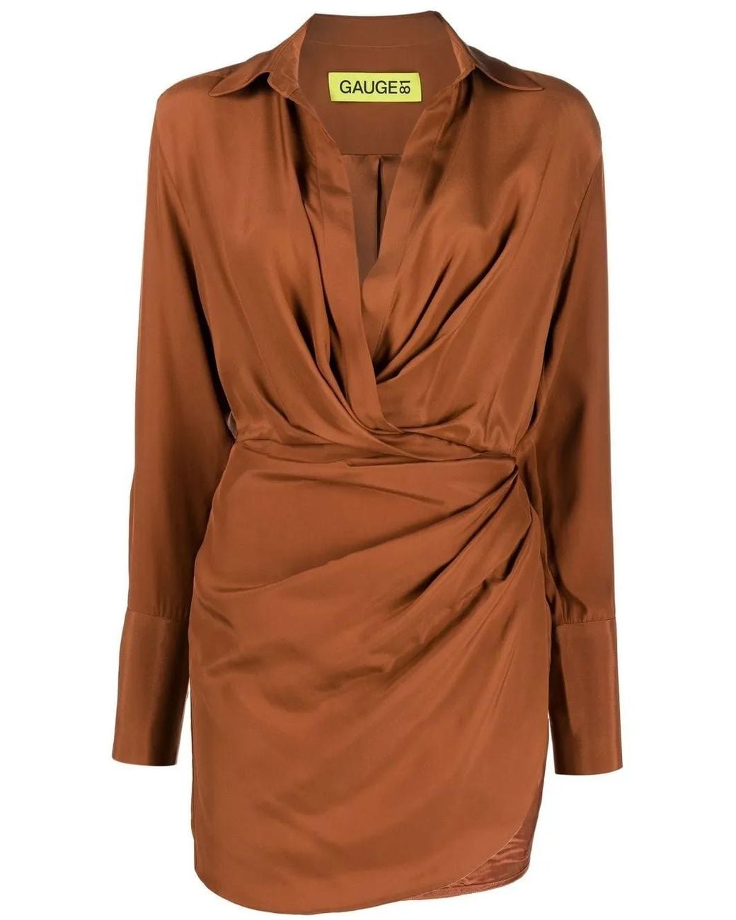 GAUGE81 Brown Naha Asymmetric Mini Dress