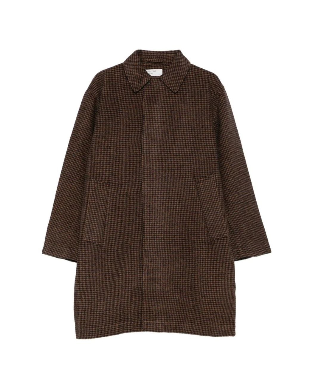 Universal Works Brown Houndstooth-Pattern Coat for men