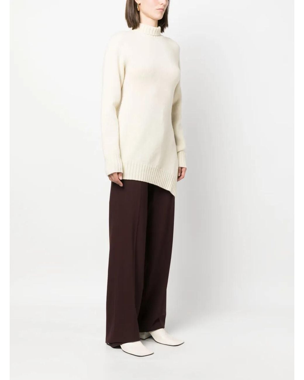 Jil Sander White Asymmetric-hem Jumper