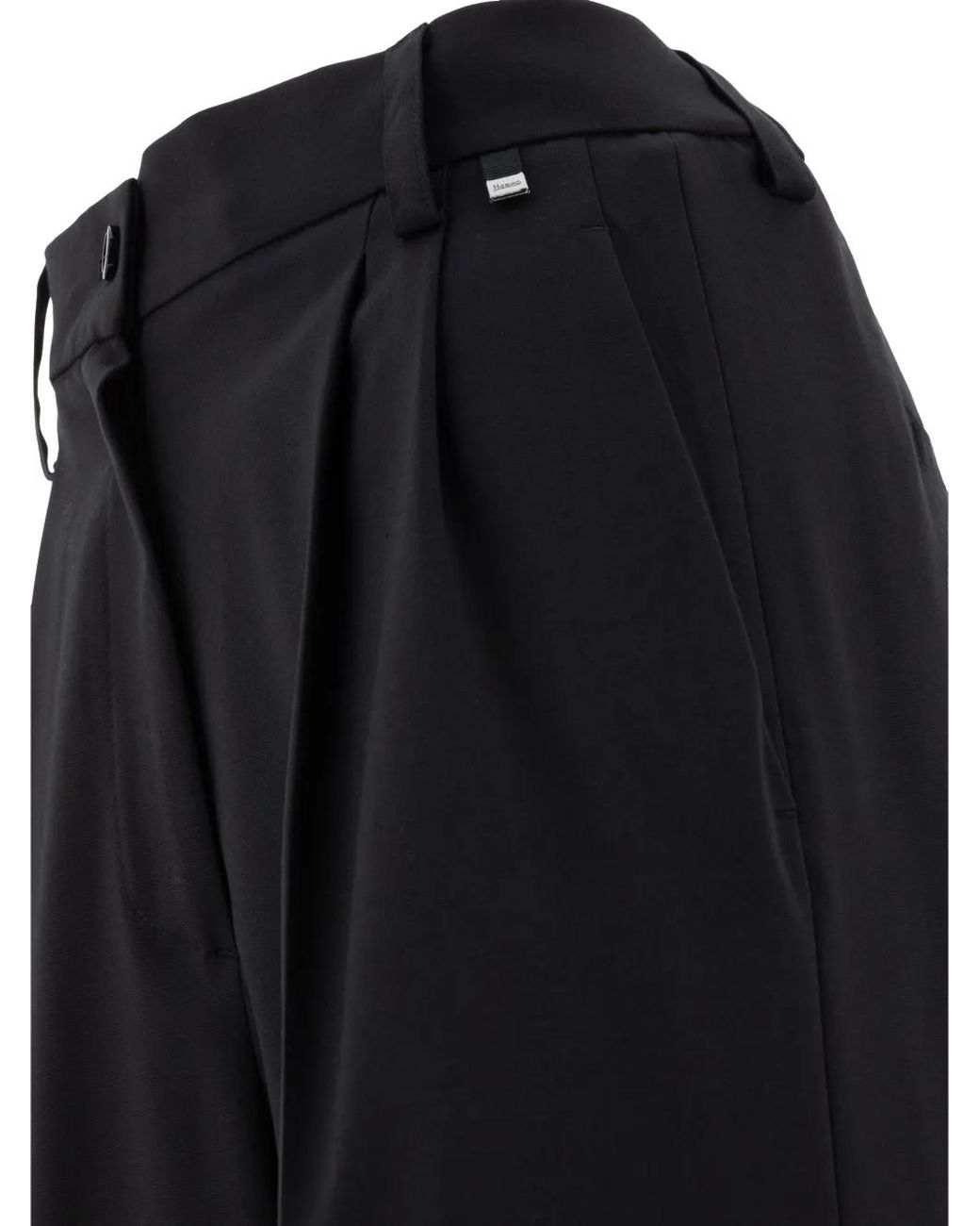 Herno Black Wool Blend Cargo Trousers