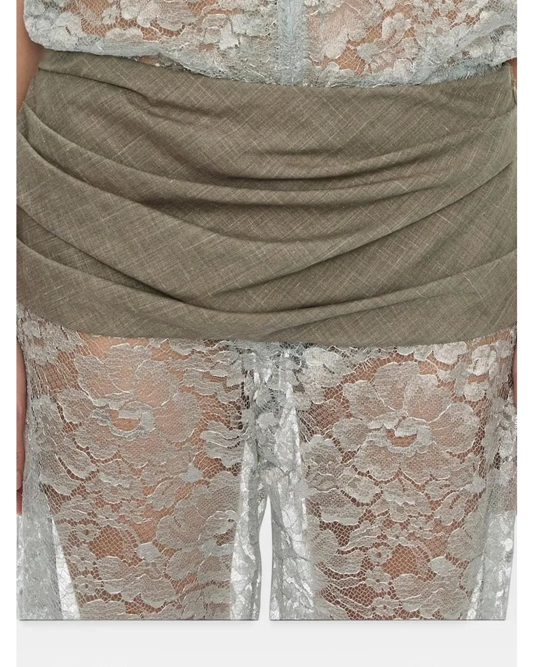 Christopher Esber Gray Lace Cummerbund Shorts