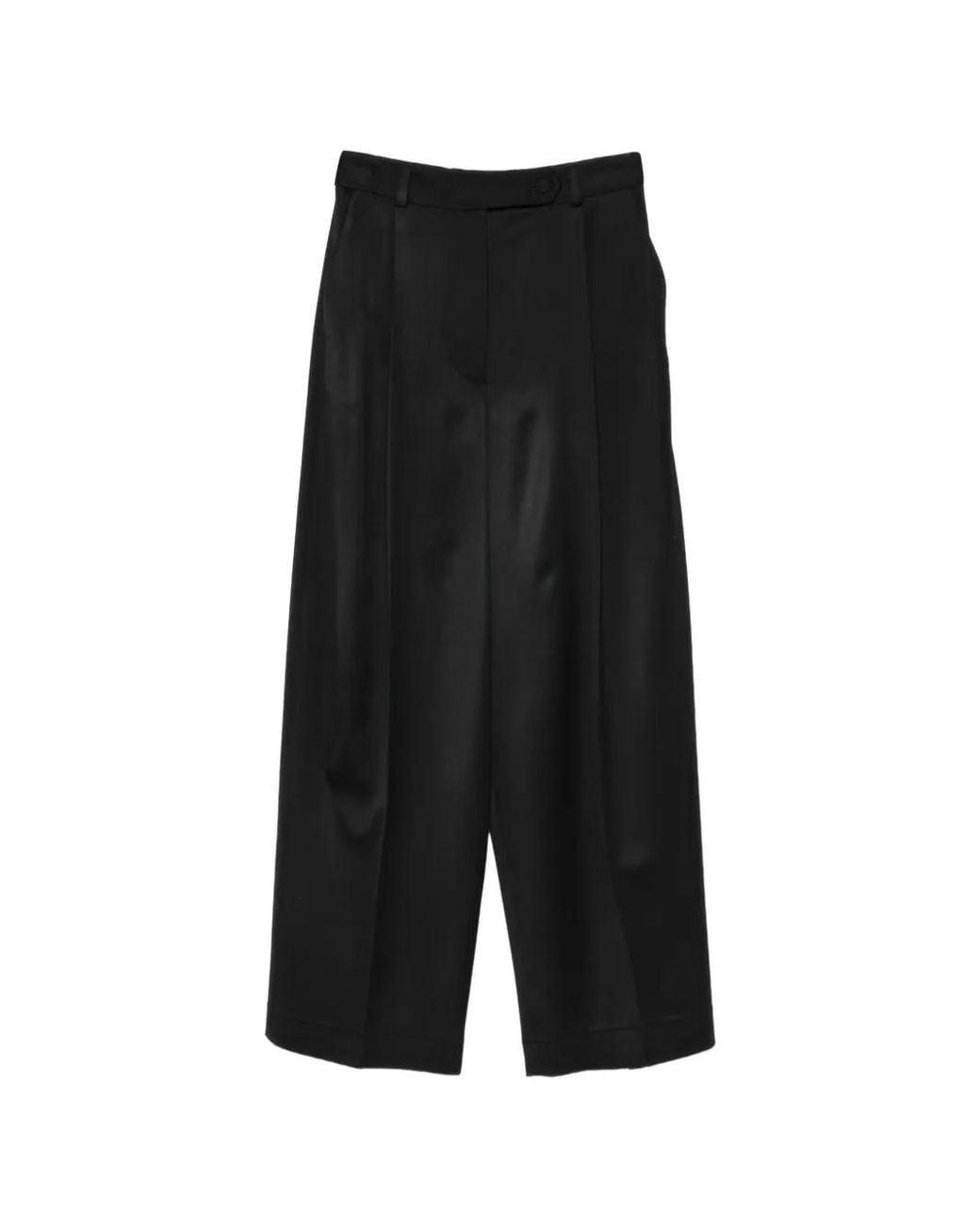 Styland Black Pleated Carrot Trousers