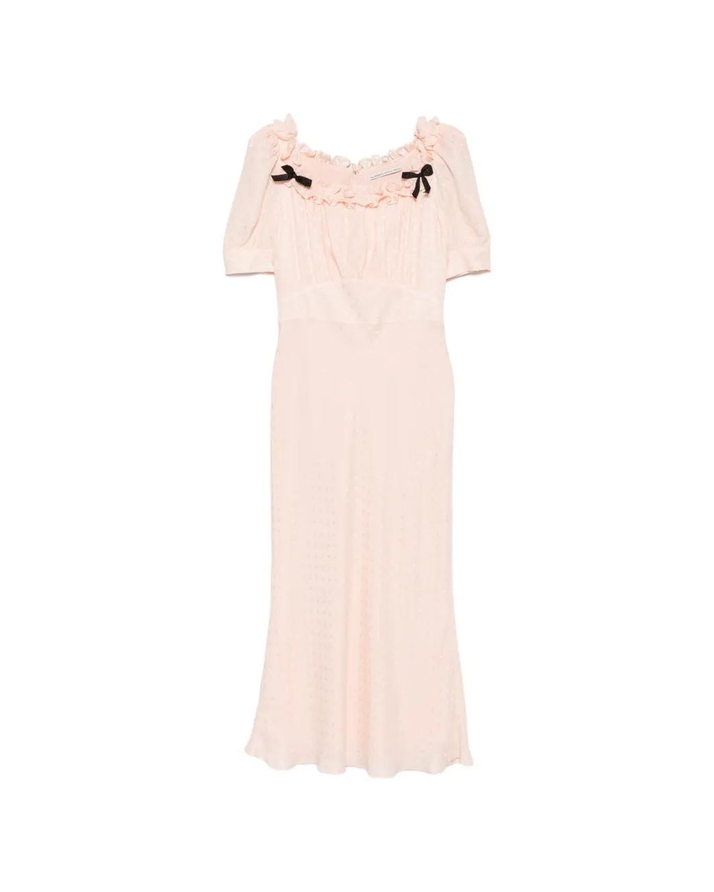 Alessandra Rich Pink Silk-Jacquard Midi Dress With Square Neckline