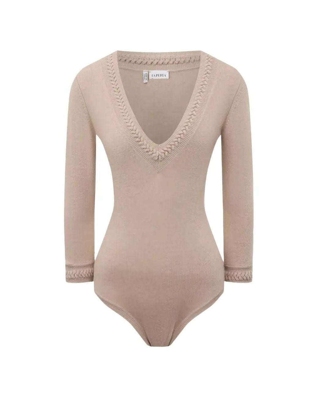 La Perla White Braid-Trimmed V-Neck Bodysuit