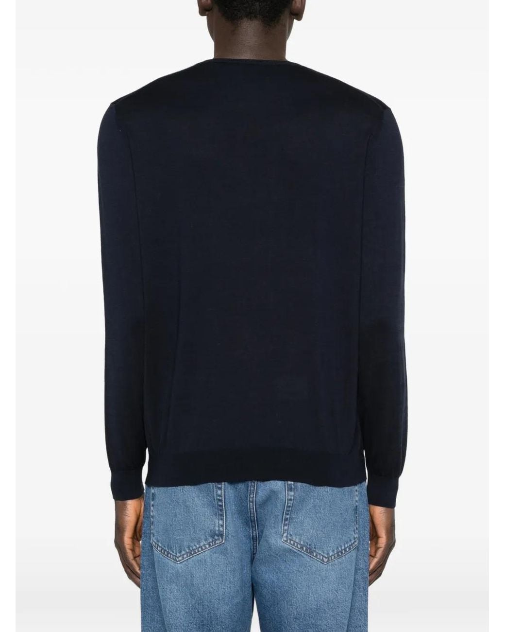 Kangra Blue V-Neck Long-Sleeve Sweater for men