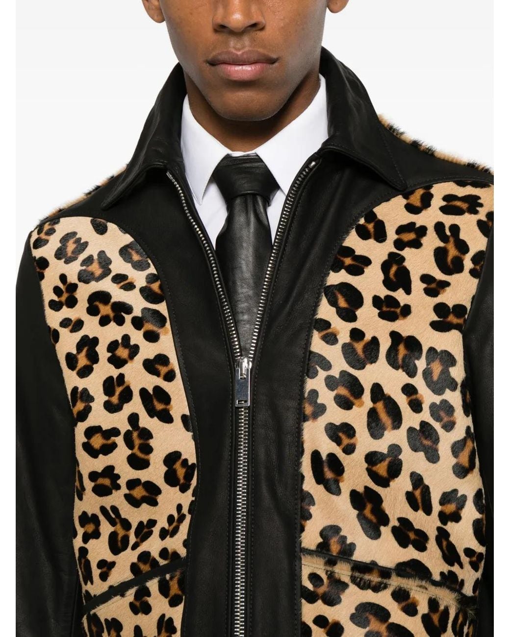 Second/Layer Black Phreak Leopard-Print Jacket for men