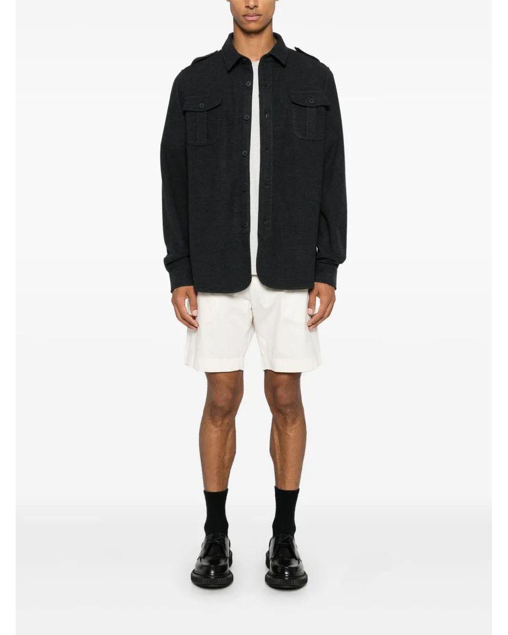 Sease Black Flannel Overshirt for men