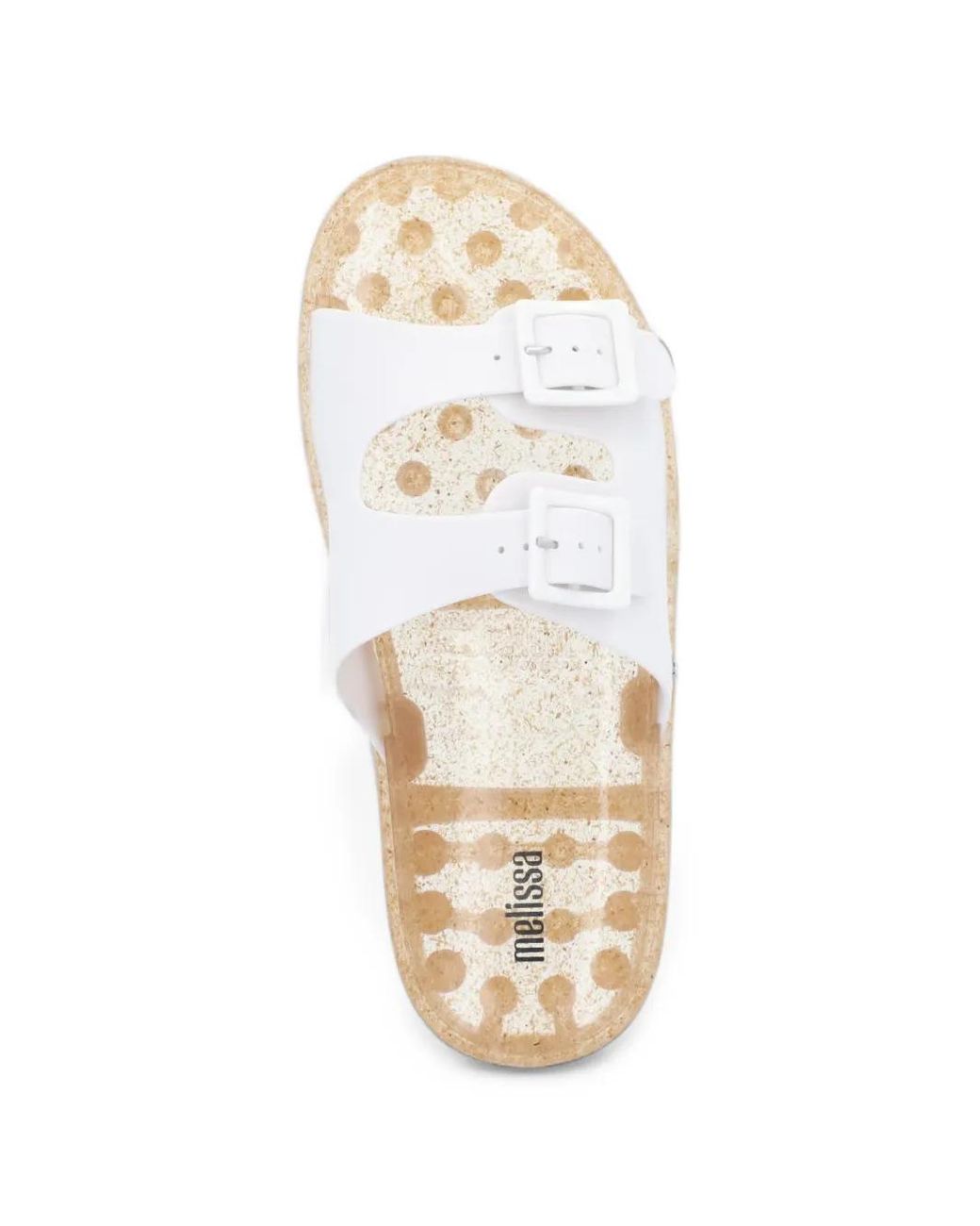 Melissa White Wide Buckle-Fastening Slides