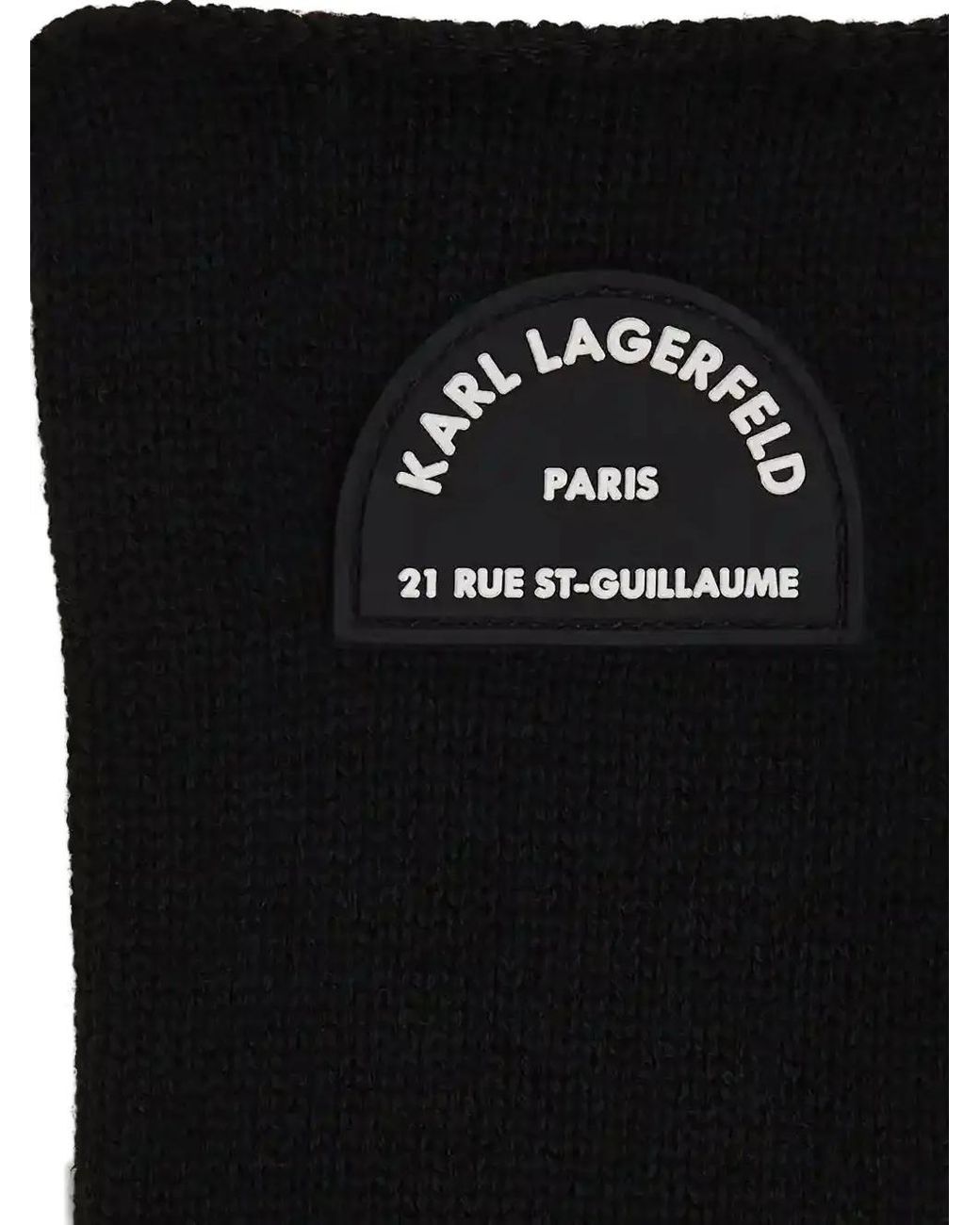 Karl Lagerfeld Black Logo-Patch Knitted Gloves