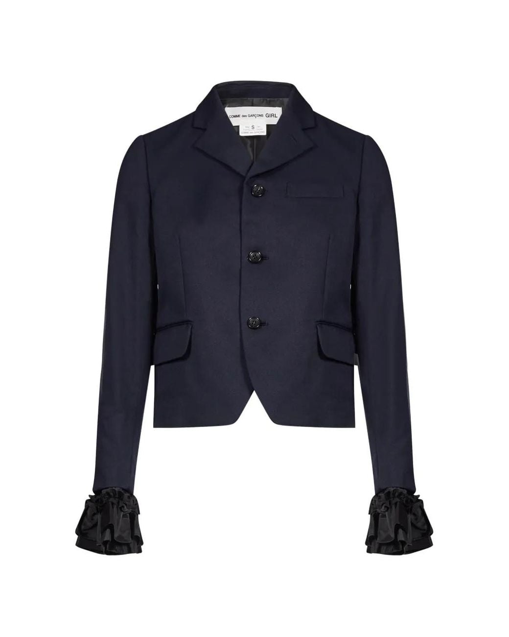 Comme des Garçons Blue Ruffle-Trimmed Blazer Jacket
