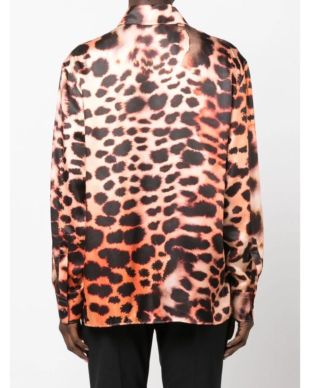 Roberto Cavalli Red Silk Leopard Print Blouse